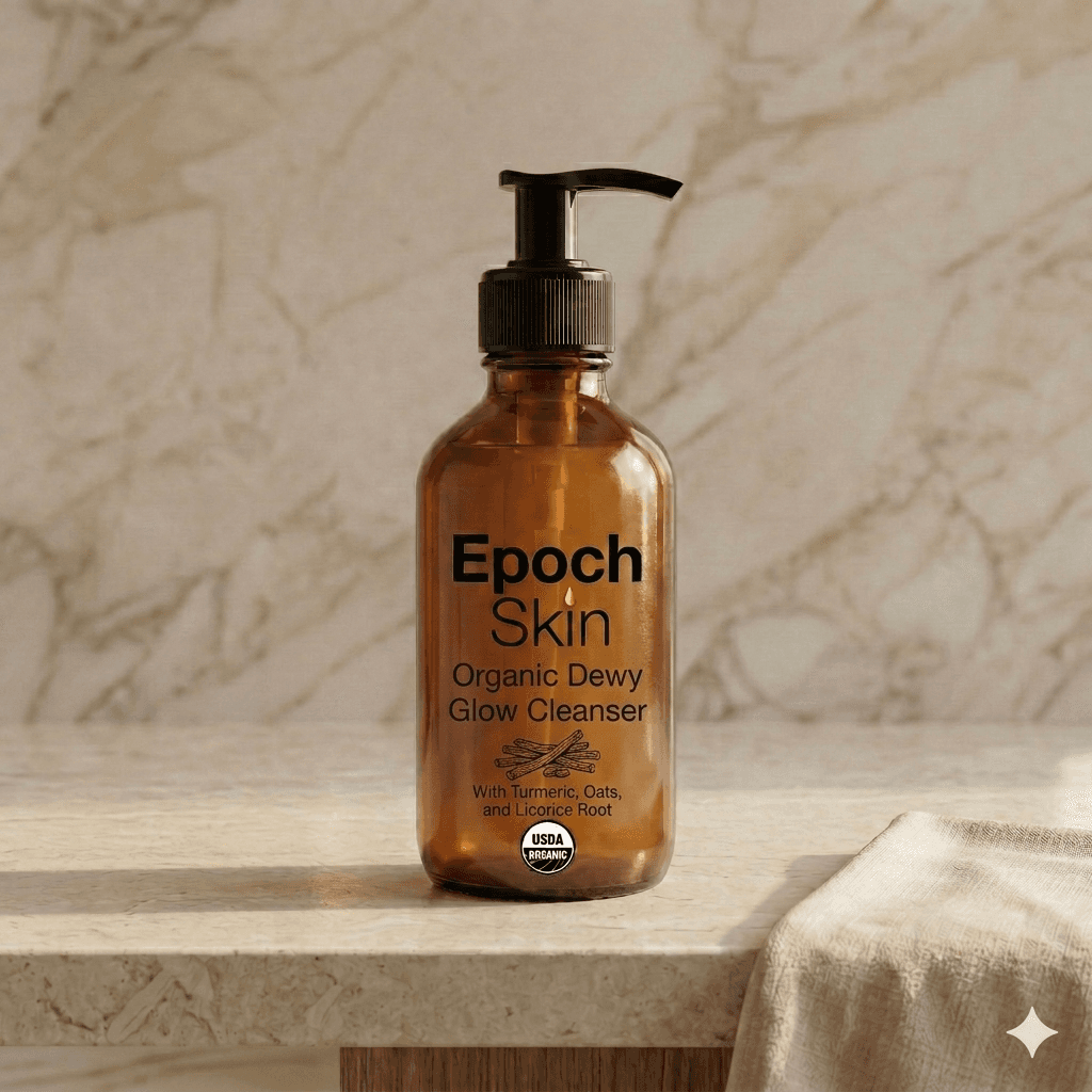 Epoch Skin Organic Dewy Glow Oat Cleanser - 120ml bottle with Organic licorice root and colloidal oats for gentle facial cleansing
