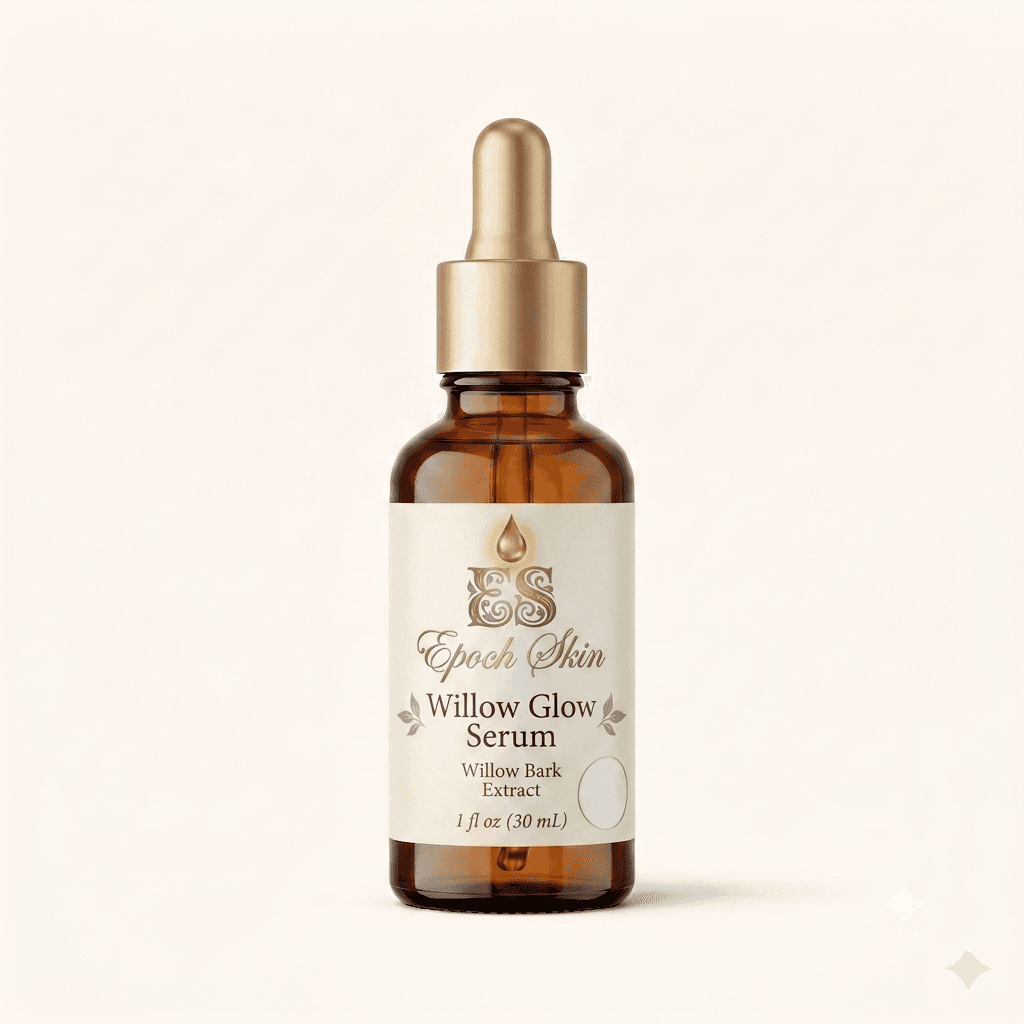Epoch Skin Organic Willow Glow Exfoliating Serum - dropper bottle with willow bark extract and tremella for gentle BHA exfoliation